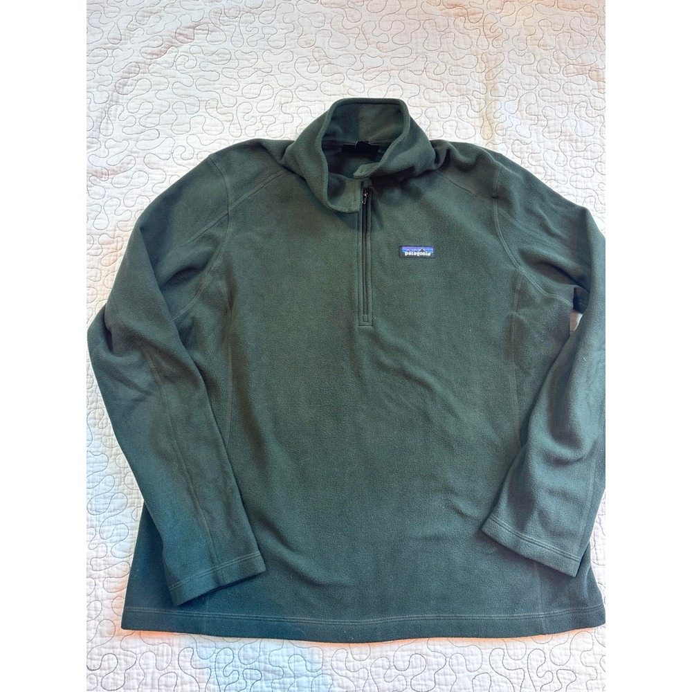 Patagonia Micro D Quarter Zip Fleece Pullover Dark Green Size XL Women NWOT